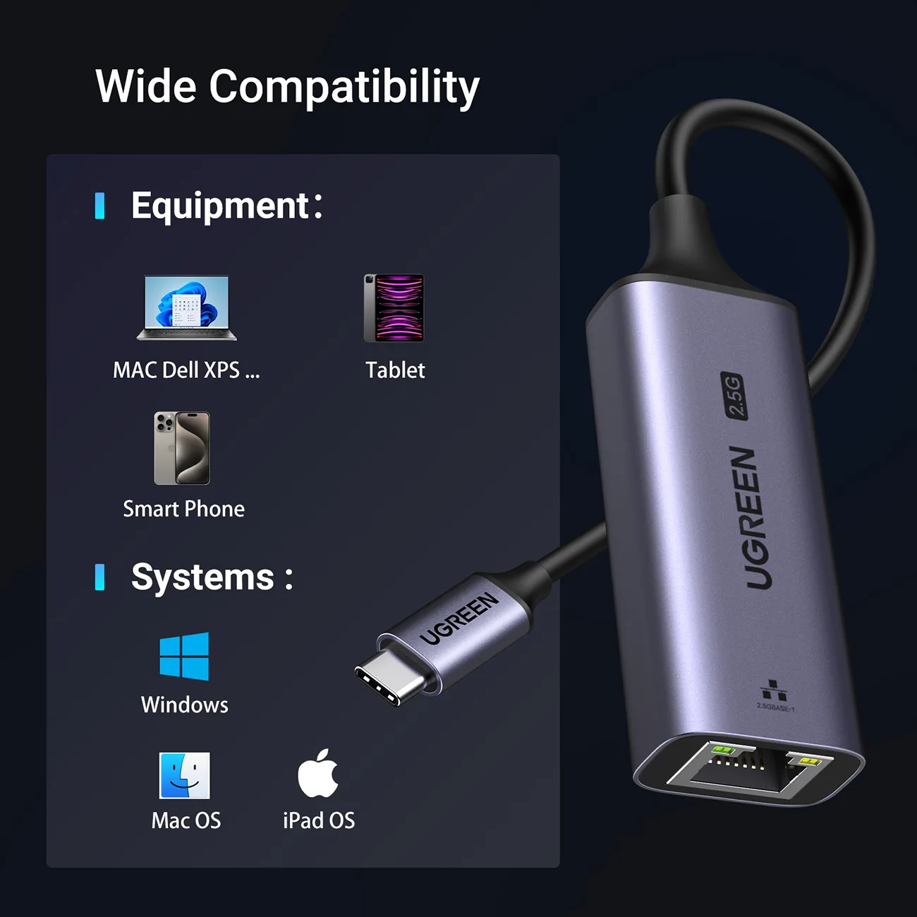 USB-C na RJ45 2.5G Ethernet mrežnu karticu adapter, sivi 10