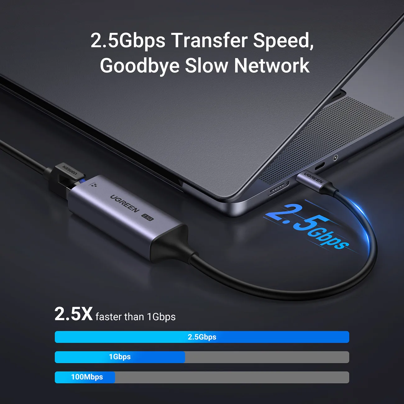 USB-C – RJ45 2,5G Ethernet hálózati kártya adapter, szürke