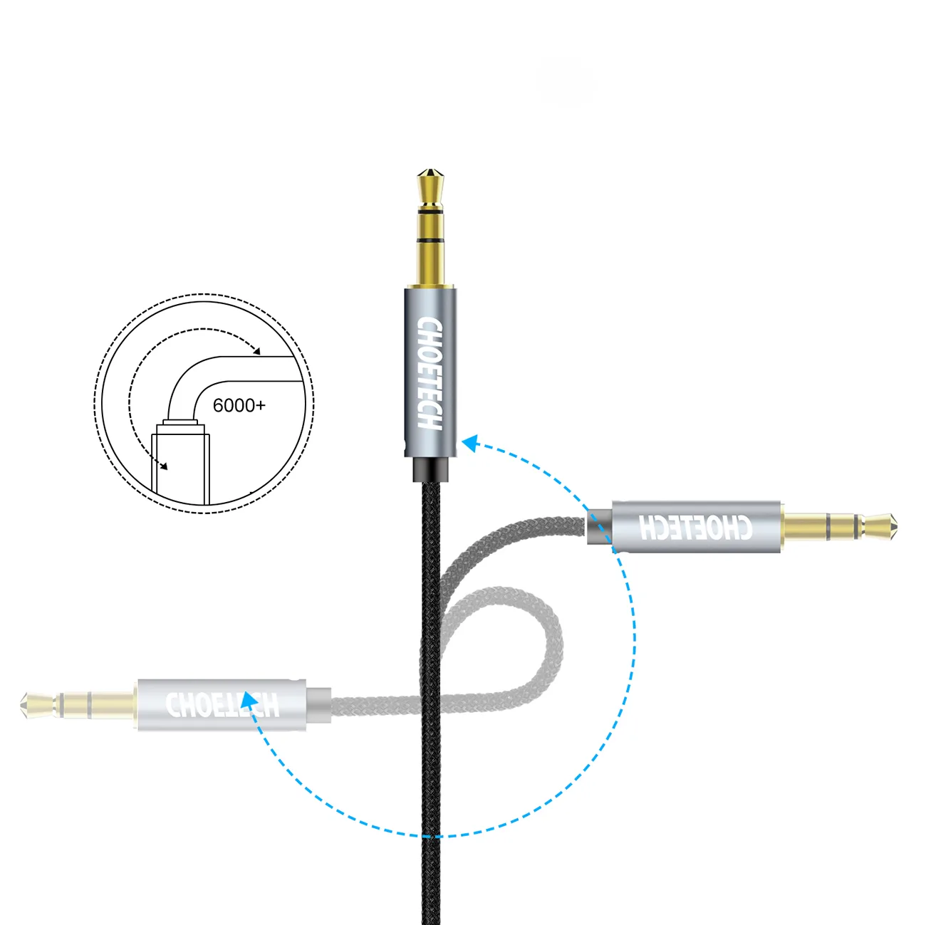 AUX audio kábel pre reproduktor, 2x 3,5 mm samec mini jack, 1,2 m – čierny 9