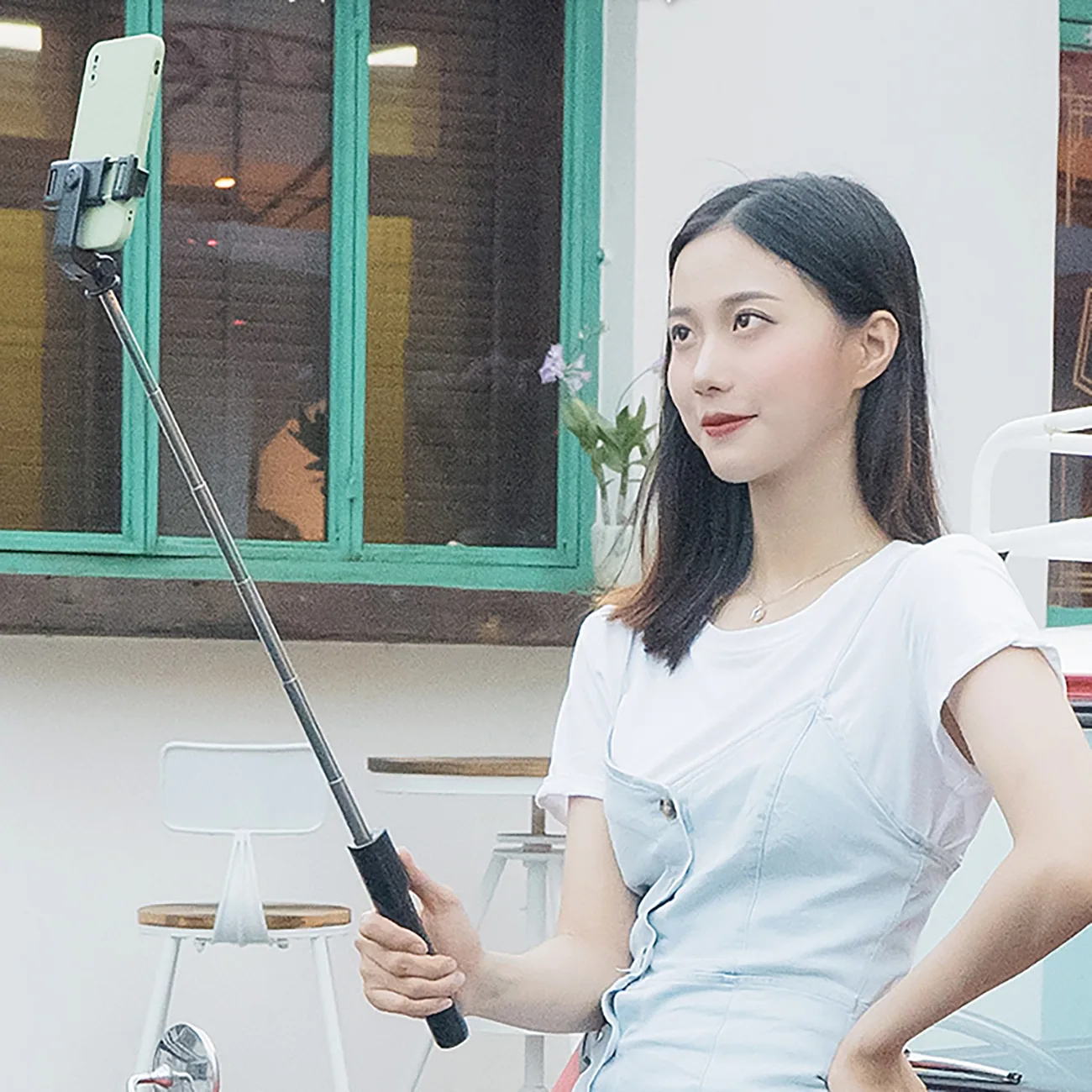 Baston telescopic pentru selfie cu telecomandă și suport pentru telefon, 0,7 m - negru 11