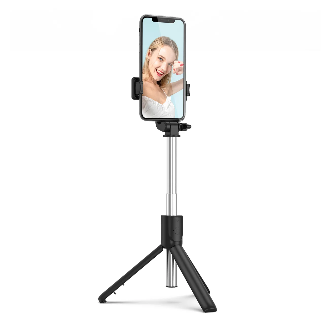Baston telescopic pentru selfie cu telecomandă și suport pentru telefon, 0,7 m - negru 2