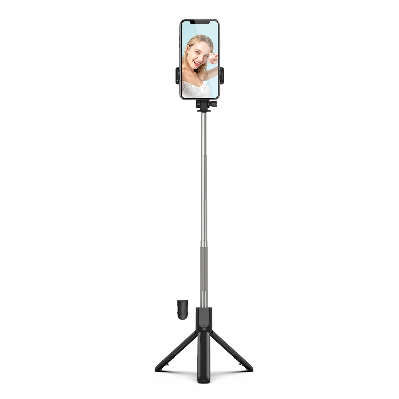 Baston telescopic pentru selfie cu telecomandă și suport pentru telefon, 0,7 m - negru 4