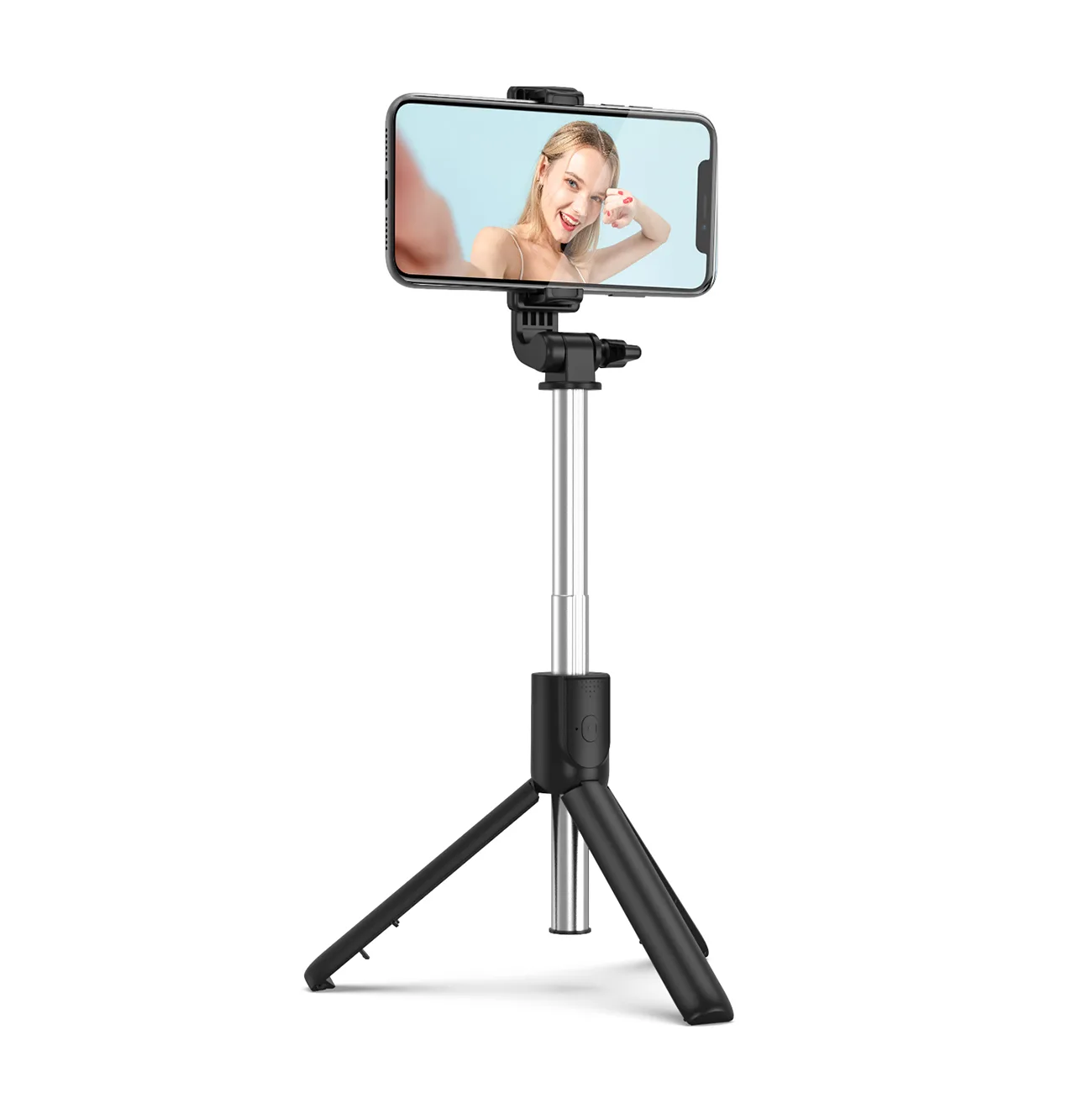 Baston telescopic pentru selfie cu telecomandă și suport pentru telefon, 0,7 m - negru 5