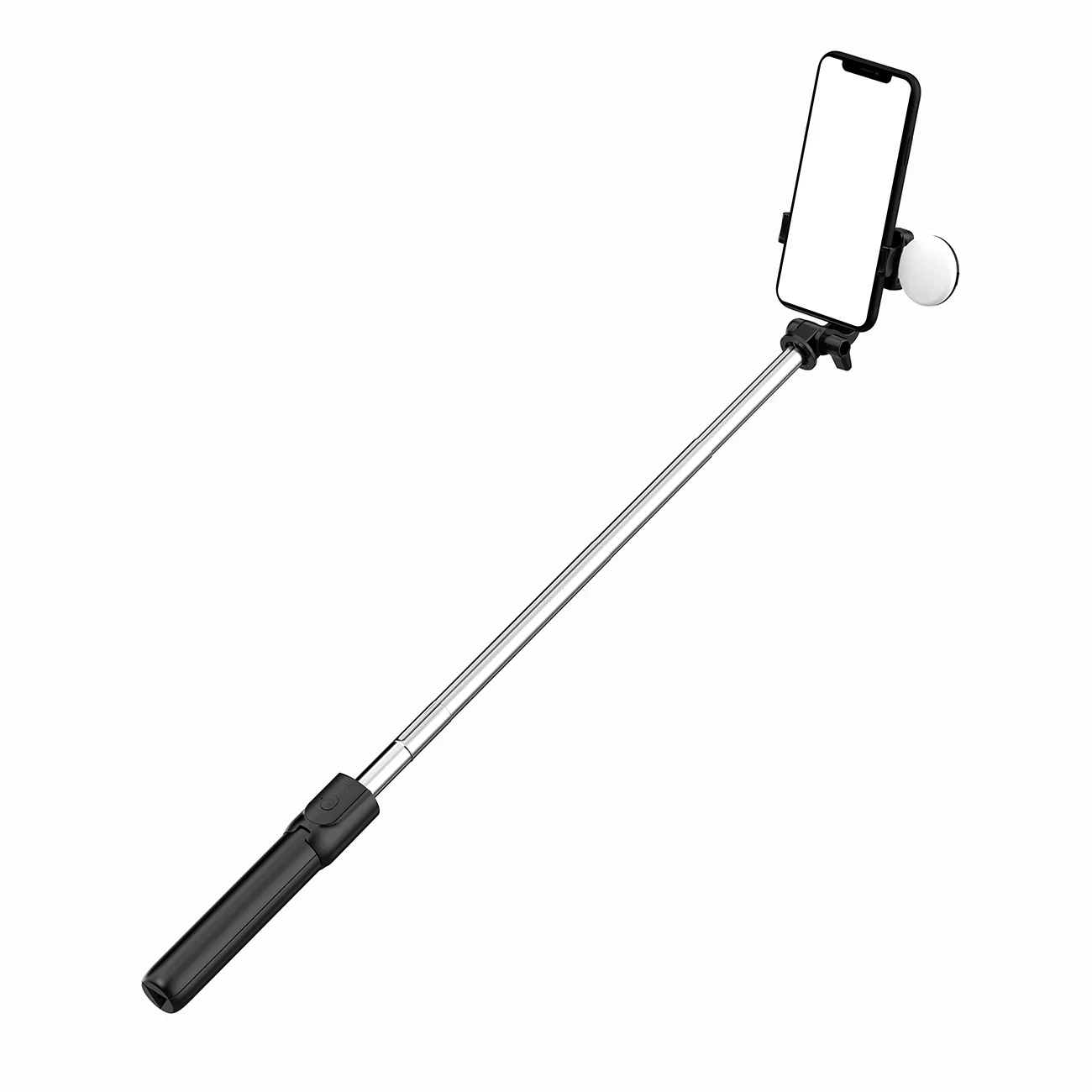 Teleszkópos szelfibot távirányítóval + LED-es lámpával és telefonállvánnyal, 0,71 m – fekete