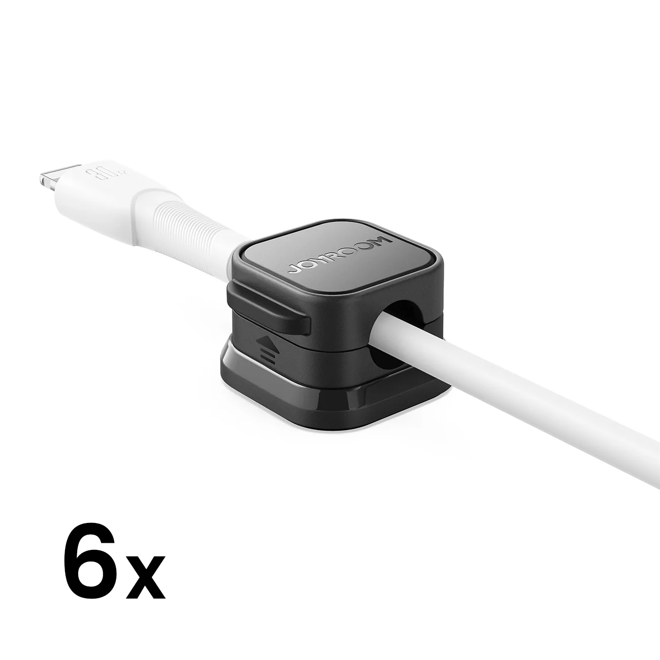 Mágneses, öntapadó kábelrendező, 6 darabos szett – fekete 3