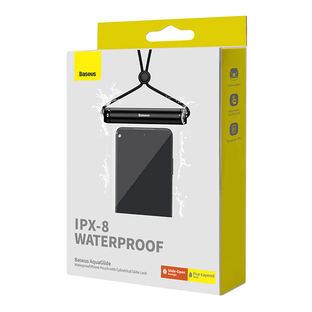 Etui wodoodporne do telefonu 7.2'' z cylindrycznym zapięciem IPX8 AquaGlide - czarne 3