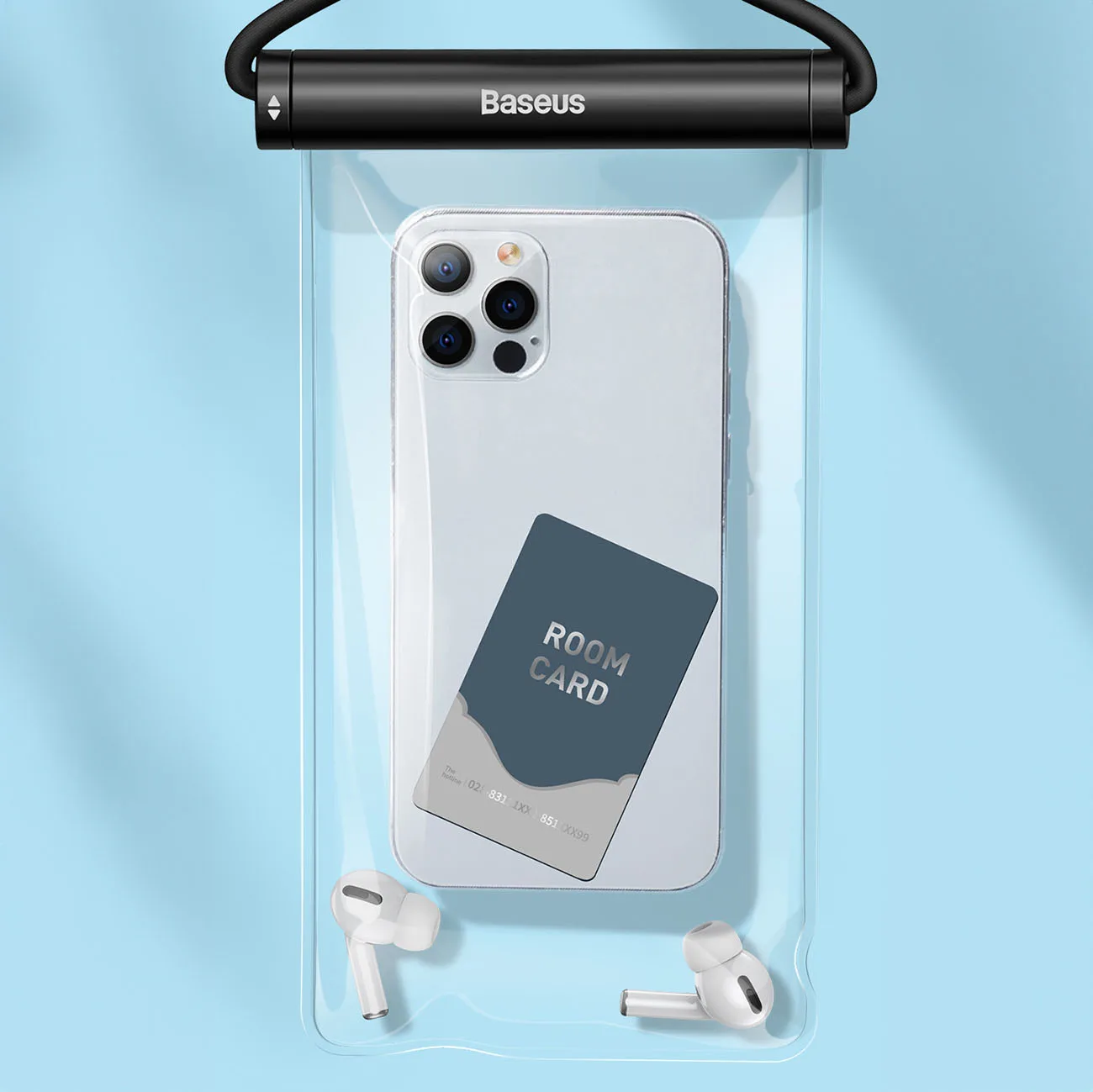 Etui wodoodporne do telefonu 7.2'' z cylindrycznym zapięciem IPX8 AquaGlide - czarne 7