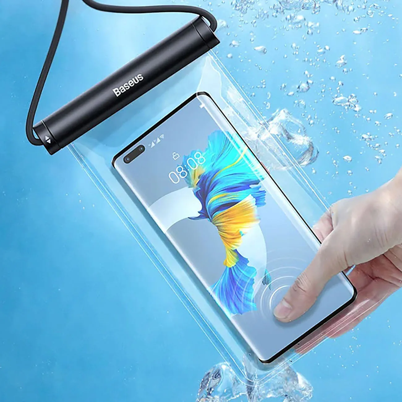 Etui wodoodporne do telefonu 7.2'' z cylindrycznym zapięciem IPX8 AquaGlide - czarne 9
