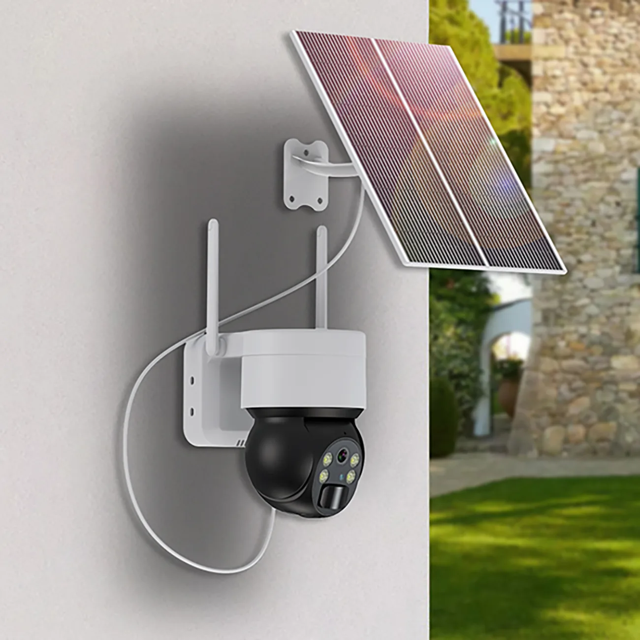 4G LTE intelligens PTZ napelemes kamera 5 W-os napelemmel ASC006-4G – fehér