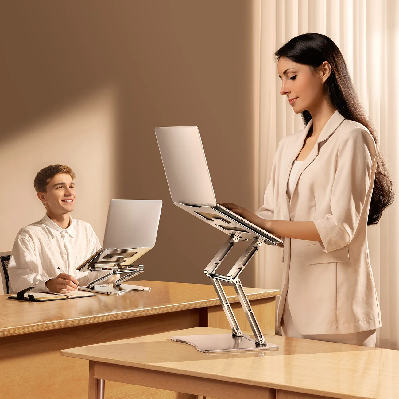 Készlet: alumínium laptop-tartó + okostelefon-tartó – ezüst 6