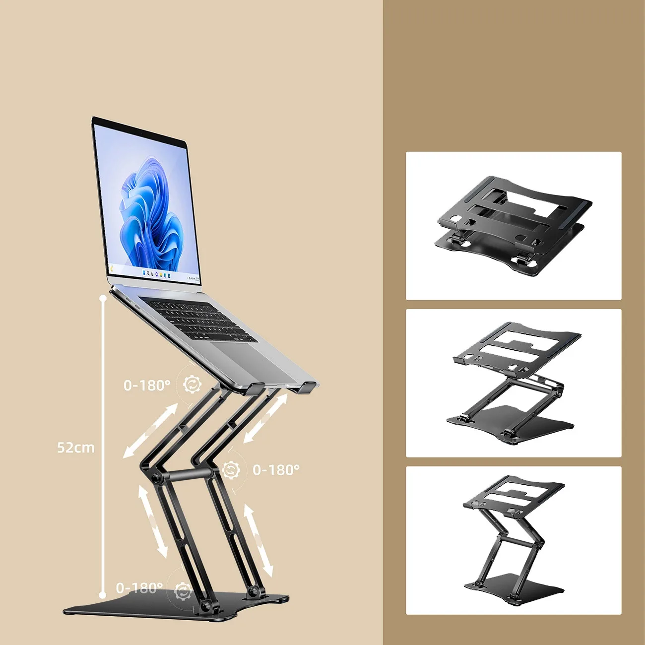 SET Suport pentru laptop din aluminiu + suport pentru smartphone - negru 11
