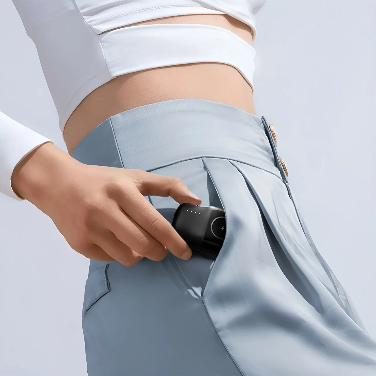 Mini power bank de 5000 mAh și 15 W cu încărcător Lightning pentru iPhone și Apple Watch - Negru 8