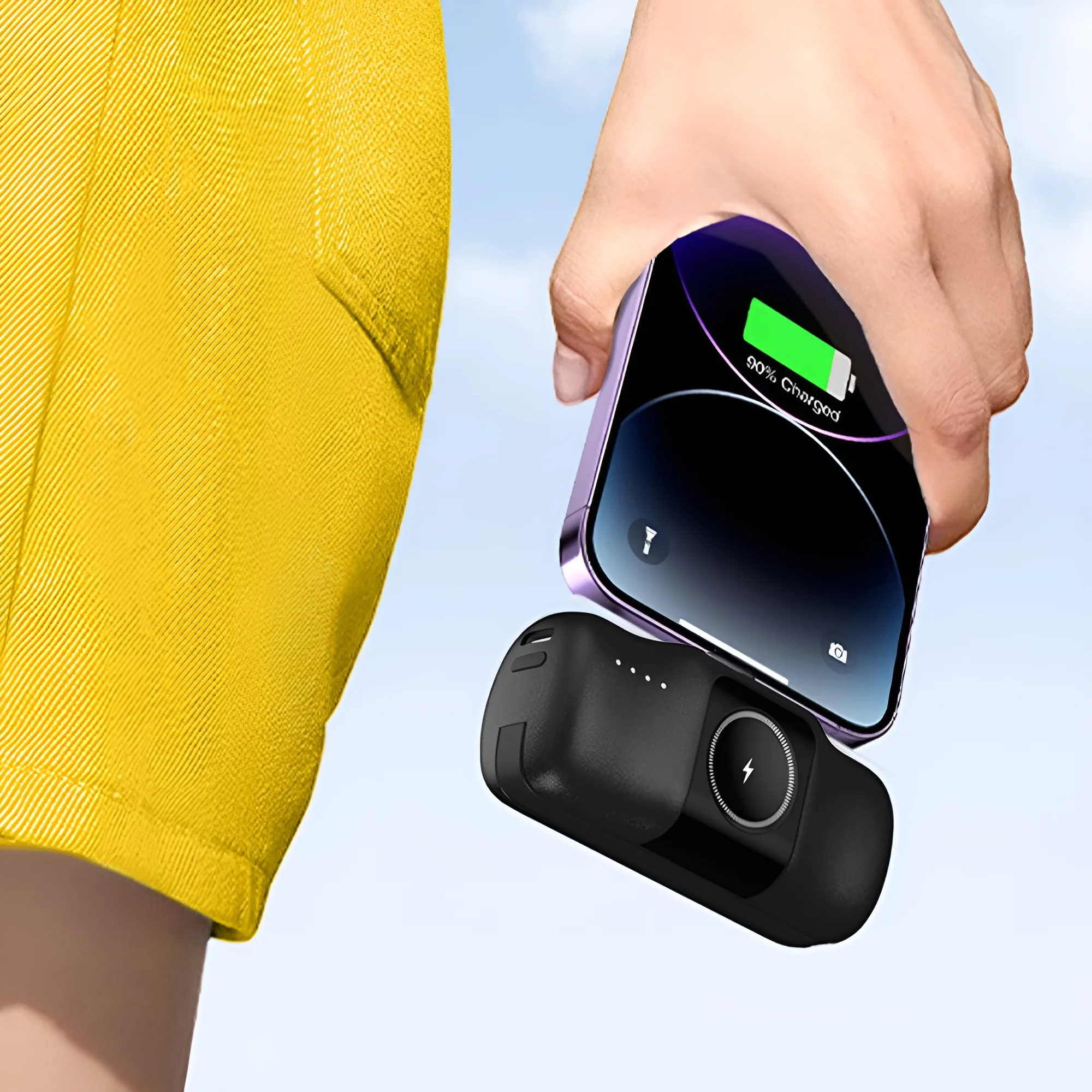 Mini power bank de 5000 mAh și 15 W cu încărcător Lightning pentru iPhone și Apple Watch - Negru 9