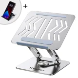 SET Suport din aluminiu pentru laptop 360° + suport pentru smartphone - argintiu