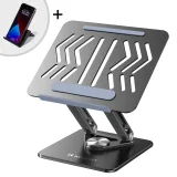 SET Suport pentru laptop din aluminiu 360° + suport pentru smartphone - negru