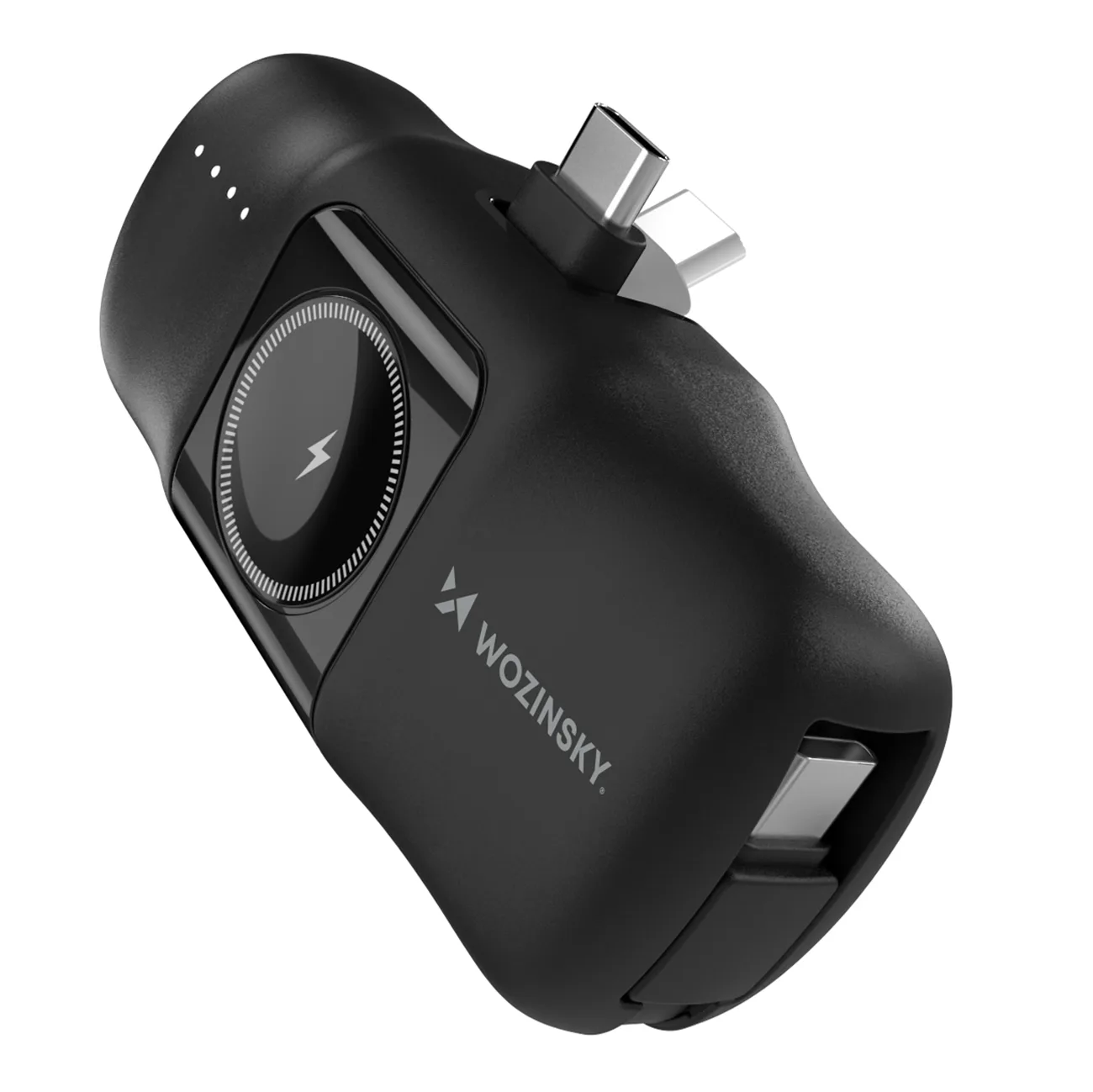 5000 mAh-s, 15 W-os USB-C mini powerbank Apple Watch-töltővel – fekete
