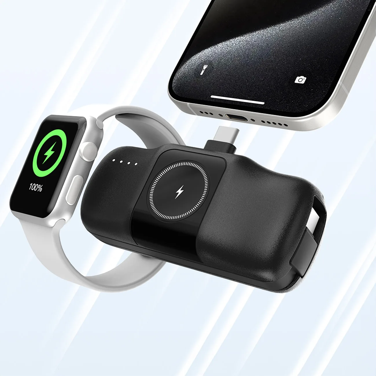 Mini-baterie externă USB-C de 5000 mAh și 15 W cu încărcător pentru Apple Watch – Negru 9