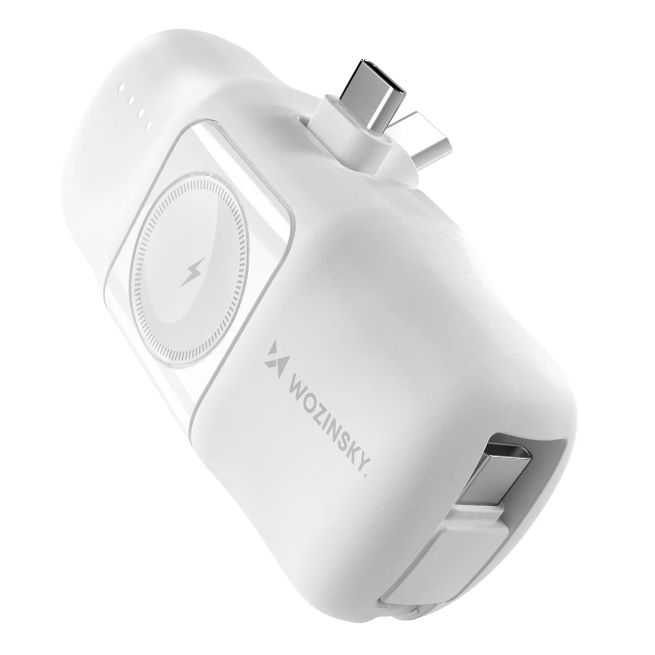 5000 mAh-s, 15 W-os USB-C mini power bank Apple Watch töltővel – fehér