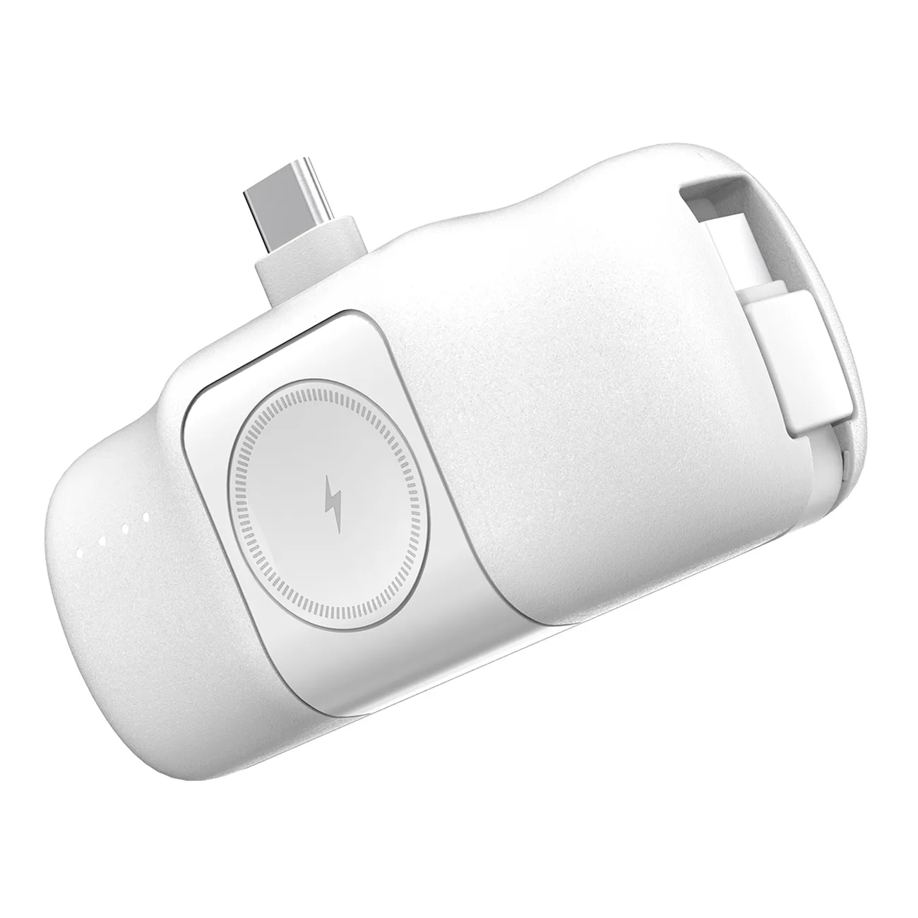 Mini power bank USB-C de 5000 mAh și 15 W cu încărcător pentru Apple Watch - Alb 3
