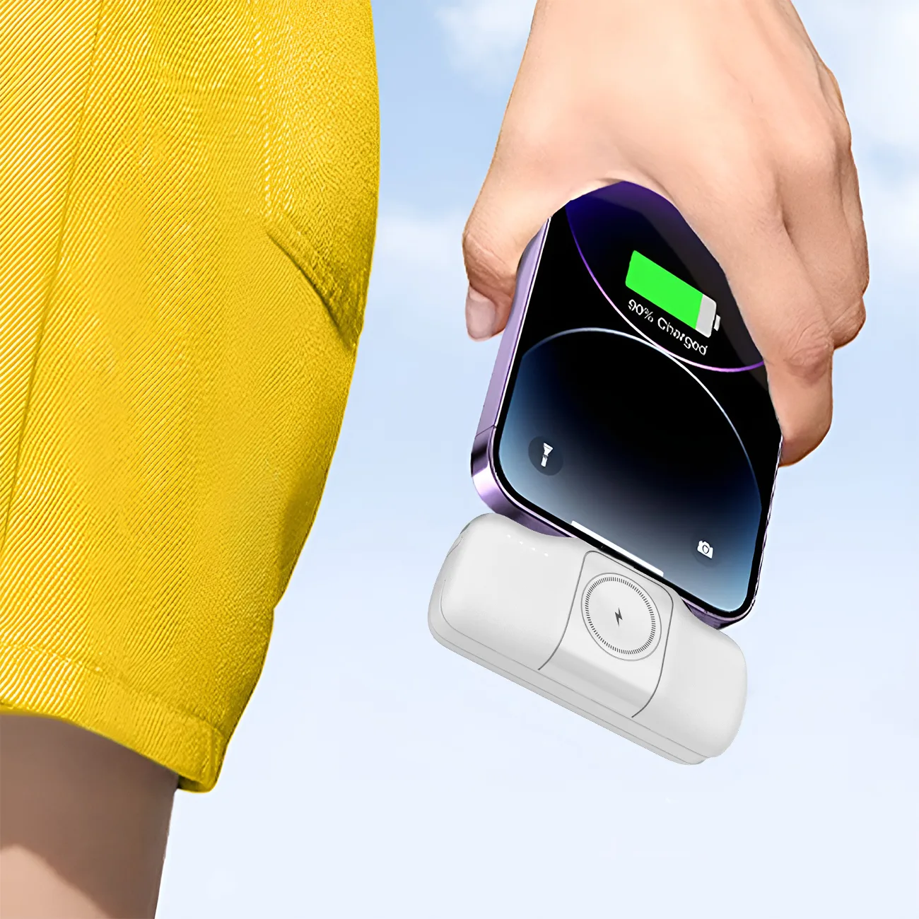 Mini power bank USB-C de 5000 mAh și 15 W cu încărcător pentru Apple Watch - Alb 9