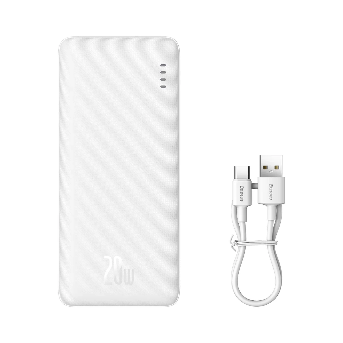 Airpow 20 W 10000 mAh Powerbank mit 30 cm USB-A-zu-USB-C-Kabel – Weiß Airpow 20 W 10000 mAh Powerbank mit 30 cm USB-A-zu-USB-C-Kabel – Weiß