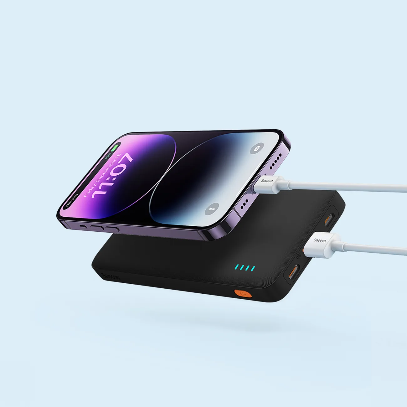 Airpow 20 W-os, 10 000 mAh-s powerbank 30 cm-es USB-A–USB-C kábellel – fekete 11