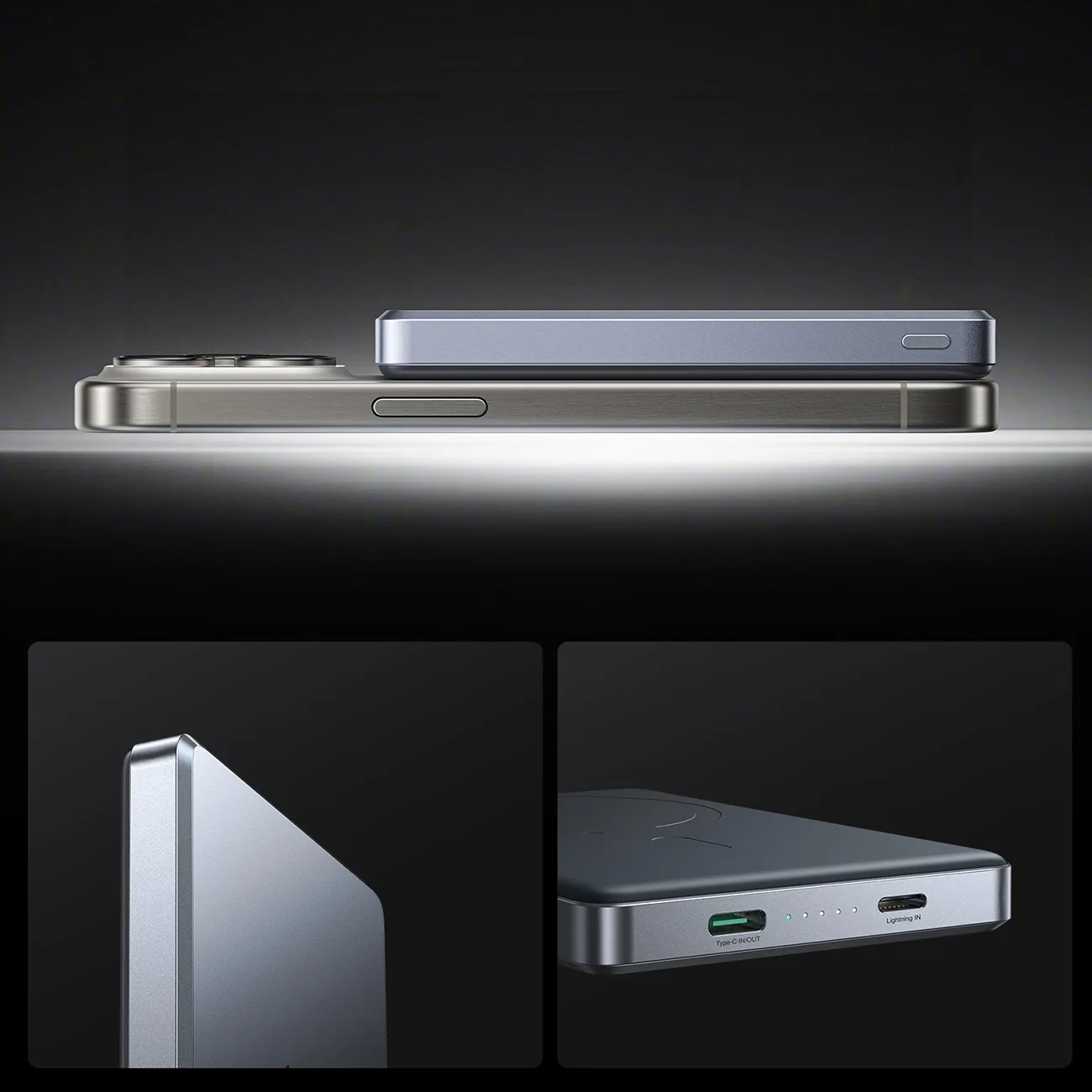 Powerbank Pro 10000mAh Ultra-tanki magnetski PD 20W USB-C Lightning - Sivi 11