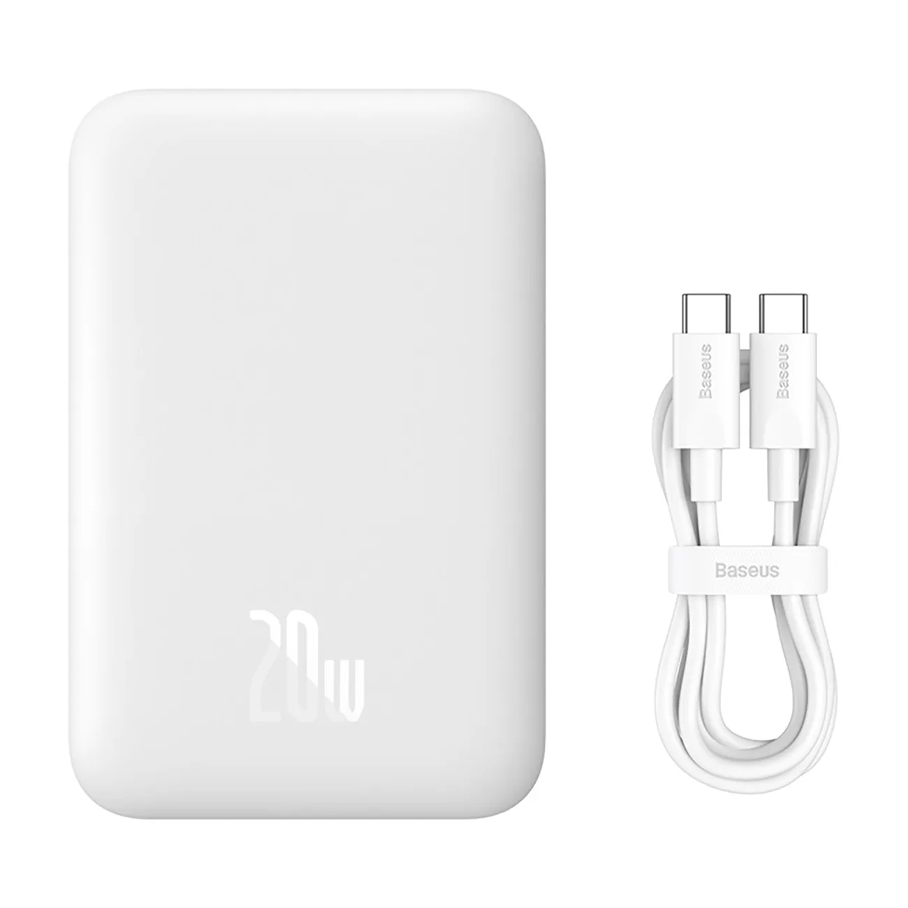 6000 mAh-s mágneses Mini Air 20 W-os power bank USB-C kábellel – Fehér