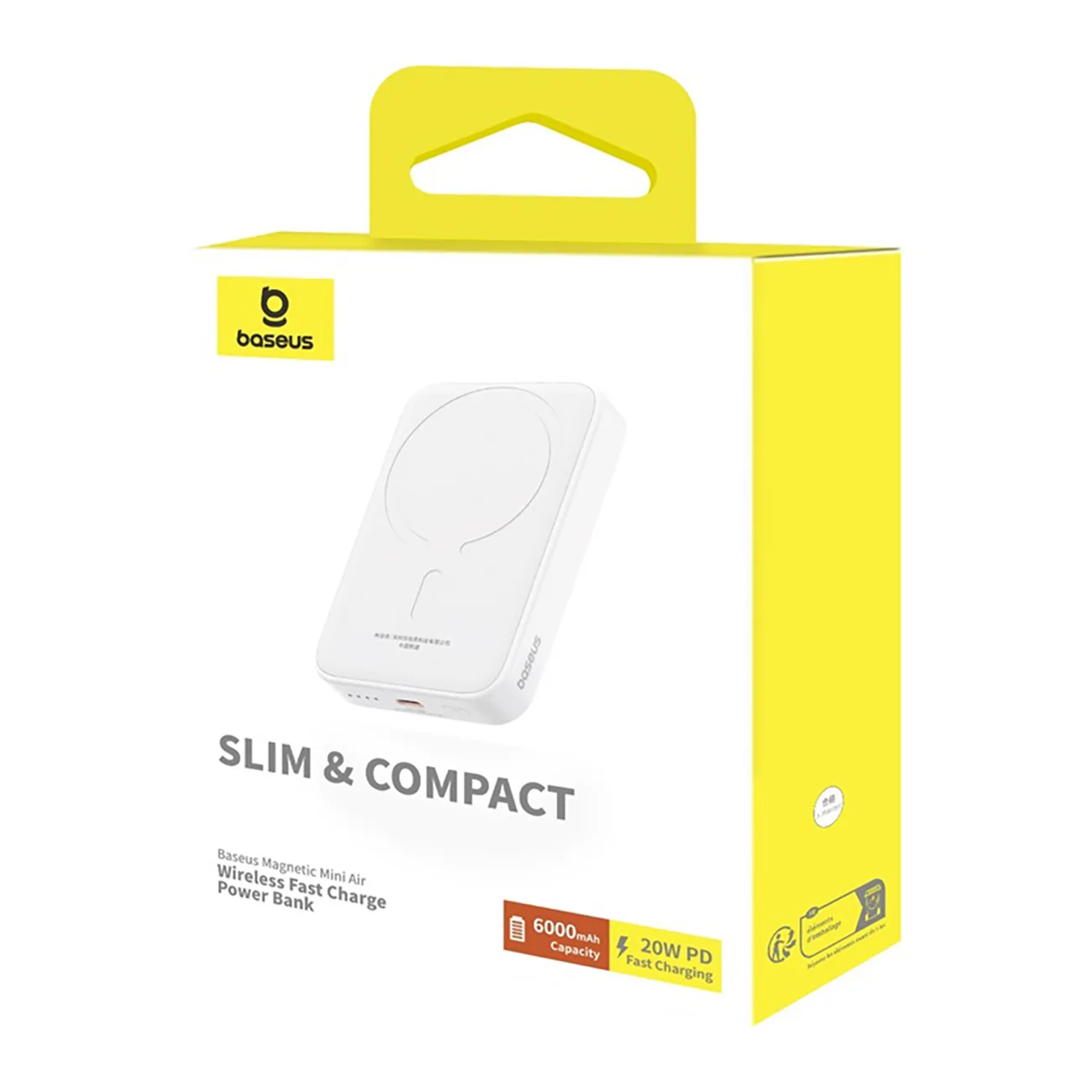 6000 mAh magnetická mini powerbanka Air 20 W s káblom USB-C – biela 10