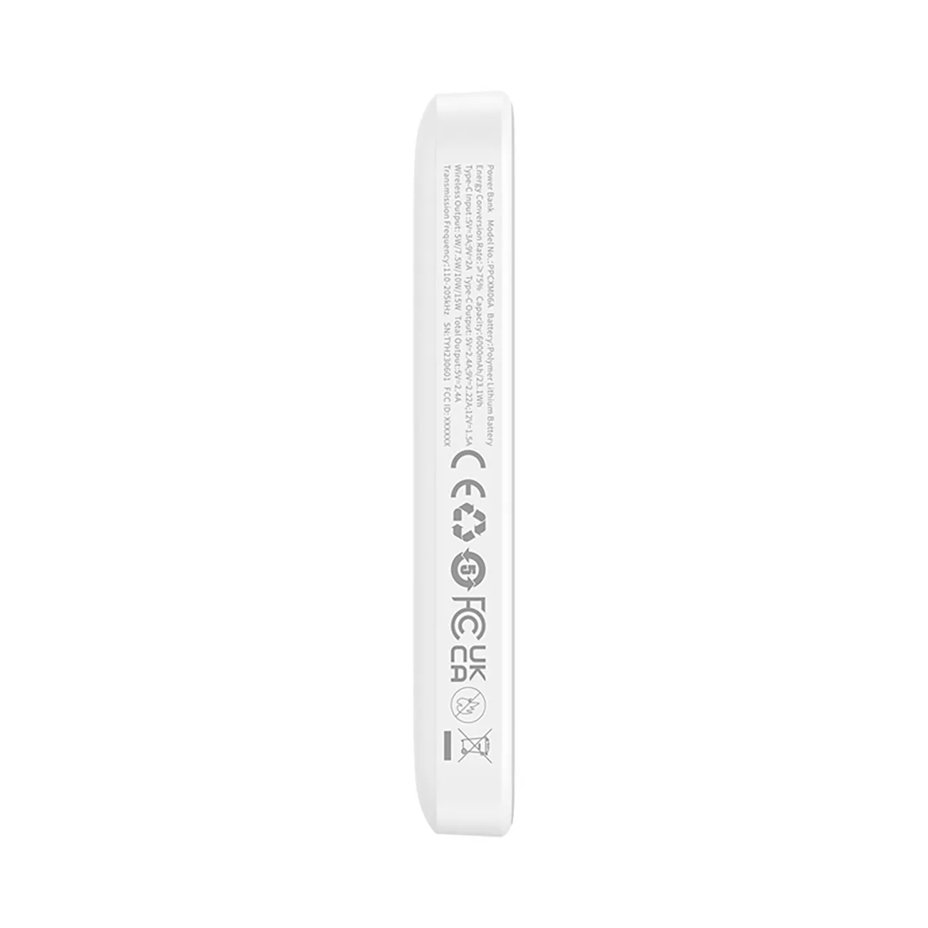6000 mAh magnetická mini powerbanka Air 20 W s káblom USB-C – biela 6