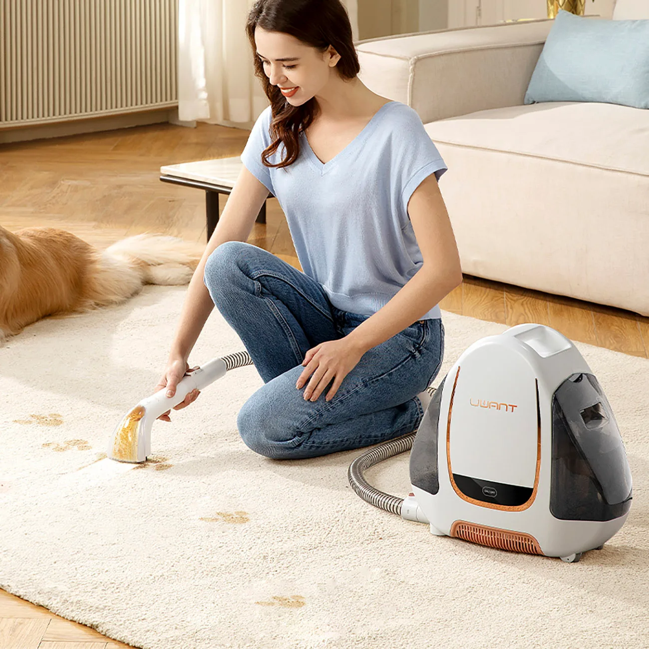 12000Pa 450W Self-Cleaning B100-S Carpet Cleaner - White 6