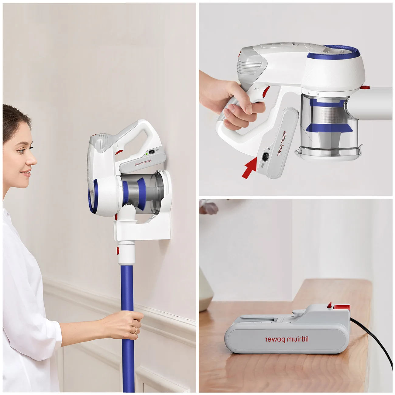 Aspirator fără fir ușor JIMMY JV53 Lite 425W - Alb și albastru 4