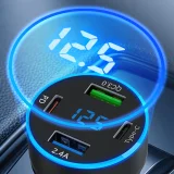 Ładowarka samochodowa z wyświetlaczem 50W 2xUSB-C i 2xUSB-A - czarna 8