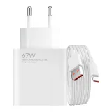 Nástenná nabíjačka Xiaomi 67 W 6,2 A USB-A s káblom USB-C – biela