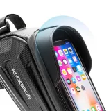 Páncélozott kerékpárváz-táska telefon vagy GPS-hez való zsebbel, 1,7 l + fedél - fekete 4