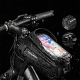 Páncélozott kerékpárváz-táska telefon vagy GPS-hez való zsebbel, 1,7 l + fedél - fekete 7