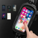 Páncélozott kerékpárváz-táska telefon vagy GPS-hez való zsebbel, 1,7 l + fedél - fekete 8