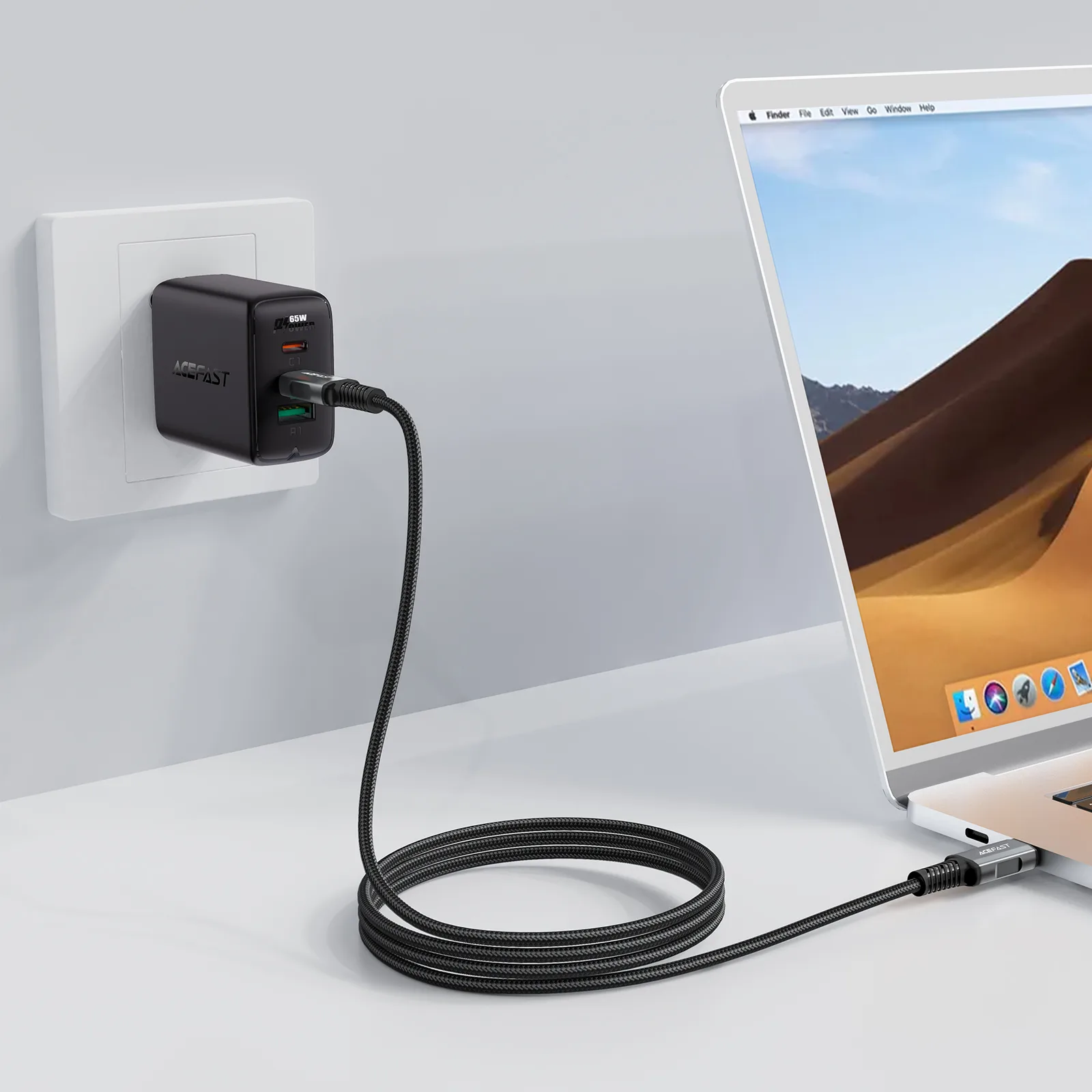 USB-C – USB4 PD3.1 5A kábel adatátvitelhez és 4K videóhoz, 1 m – szürke-fekete 4