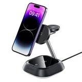 3-in-1 E16 15W Inductive Charging Station for Phone, Headphones, and Watch - Black 2