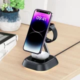 3-in-1 E16 15W Inductive Charging Station for Phone, Headphones, and Watch - Black 3