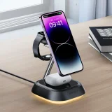 3-in-1 E16 15W Inductive Charging Station for Phone, Headphones, and Watch - Black 4