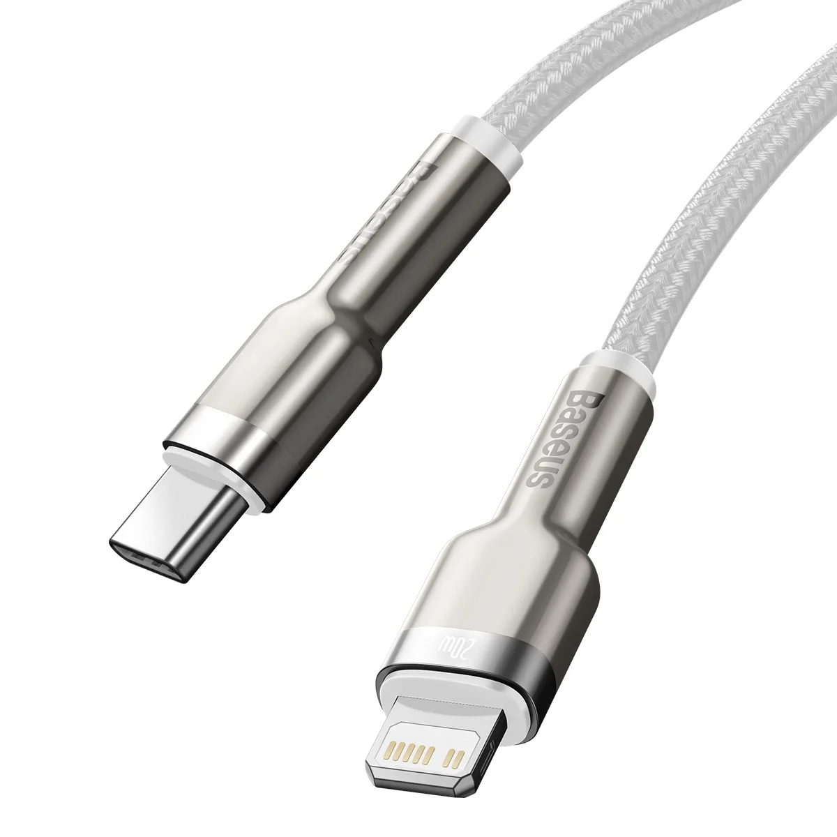 Cablu metalic de date USB-C la iPhone Lightning din seria Cafule, 20 W PD, 1 m, alb 4