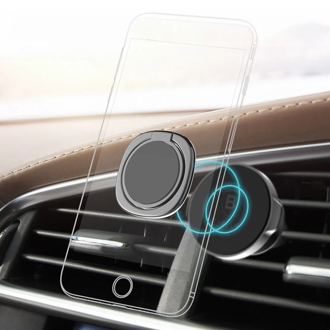 Privity Ring Magnetic Phone Holder with Stand Function - Black 6