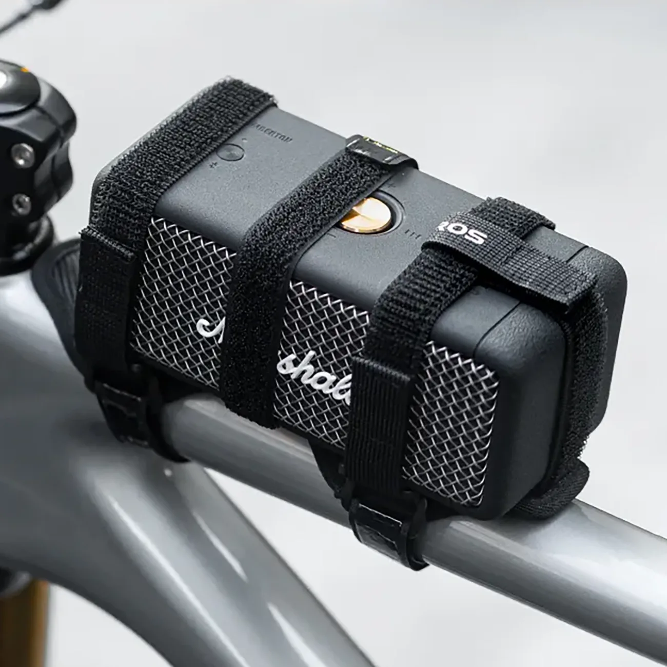Suport pentru bicicletă cu benzi Velcro pentru fixarea pe ghidon a unui difuzor, a unei sticle de apă etc. - negru 5