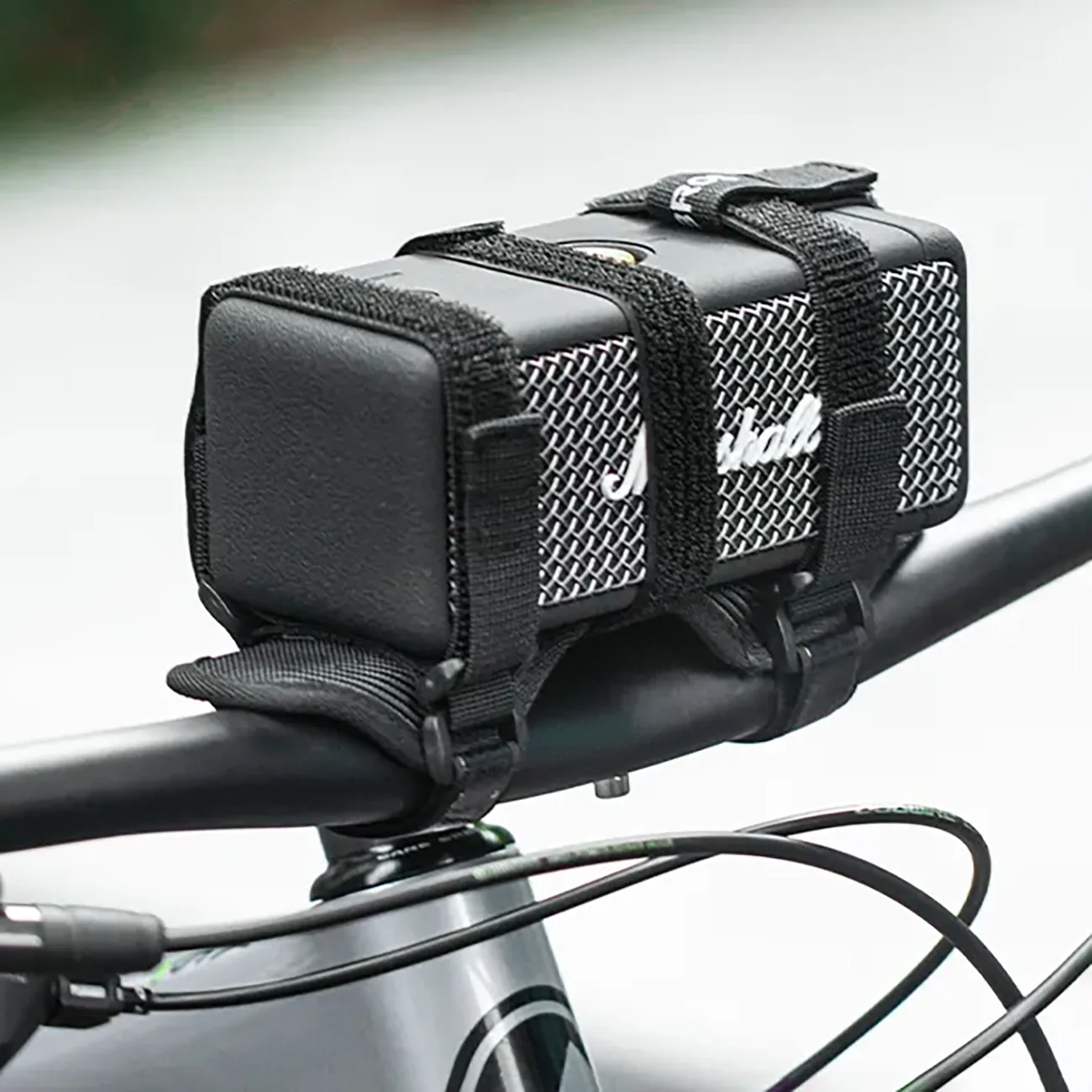 Suport pentru bicicletă cu benzi Velcro pentru fixarea pe ghidon a unui difuzor, a unei sticle de apă etc. - negru 6
