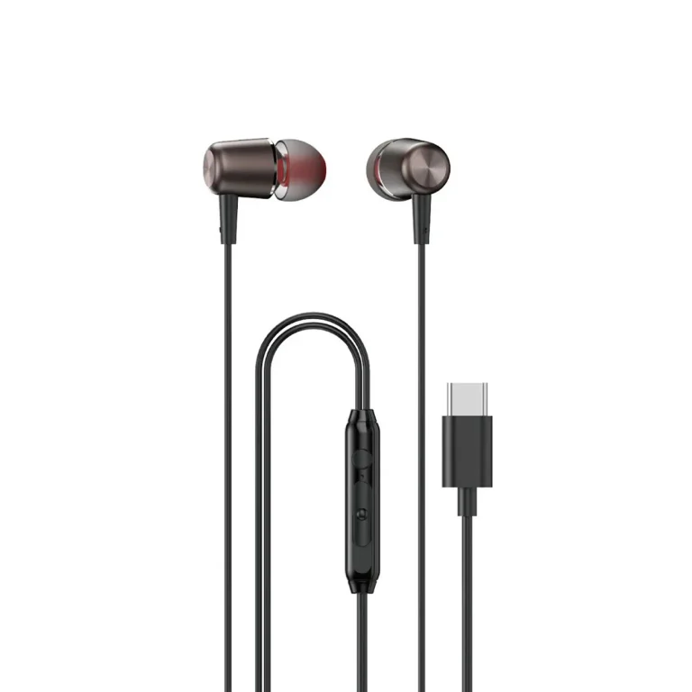 Vezetékes fülhallgató mikrofonnal és USB-C távirányítóval, 1,2 m – fekete