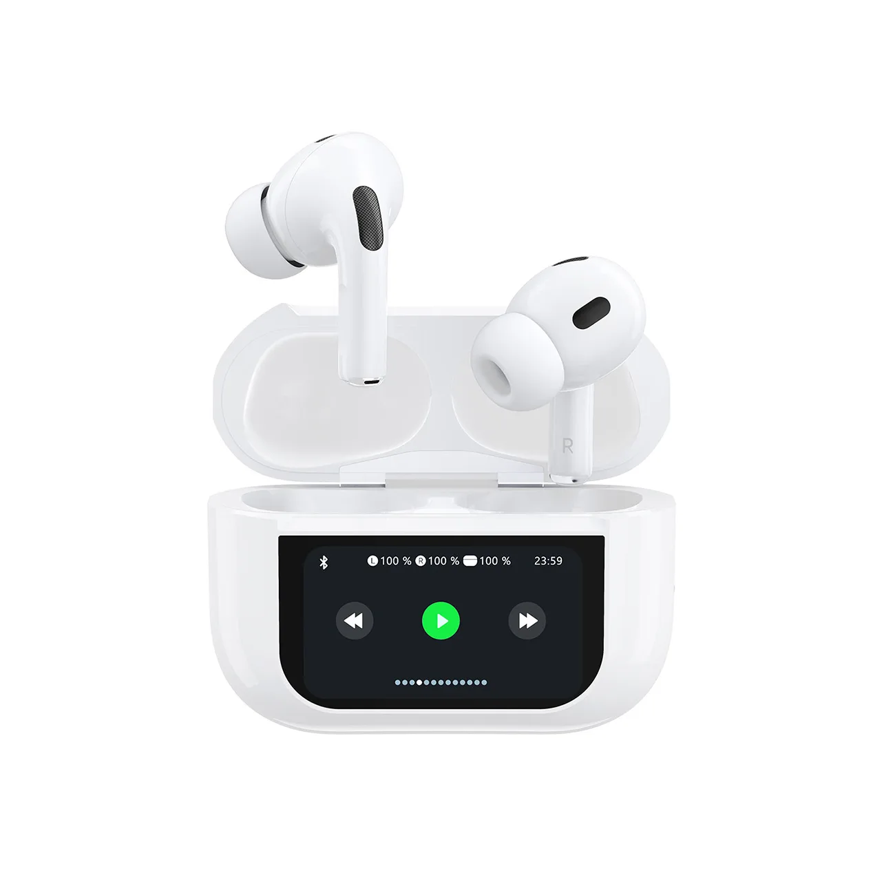 U19 fülbe helyezhető TWS vezeték nélküli Bluetooth 5.3 fülhallgató LED-kijelzővel – Fehér