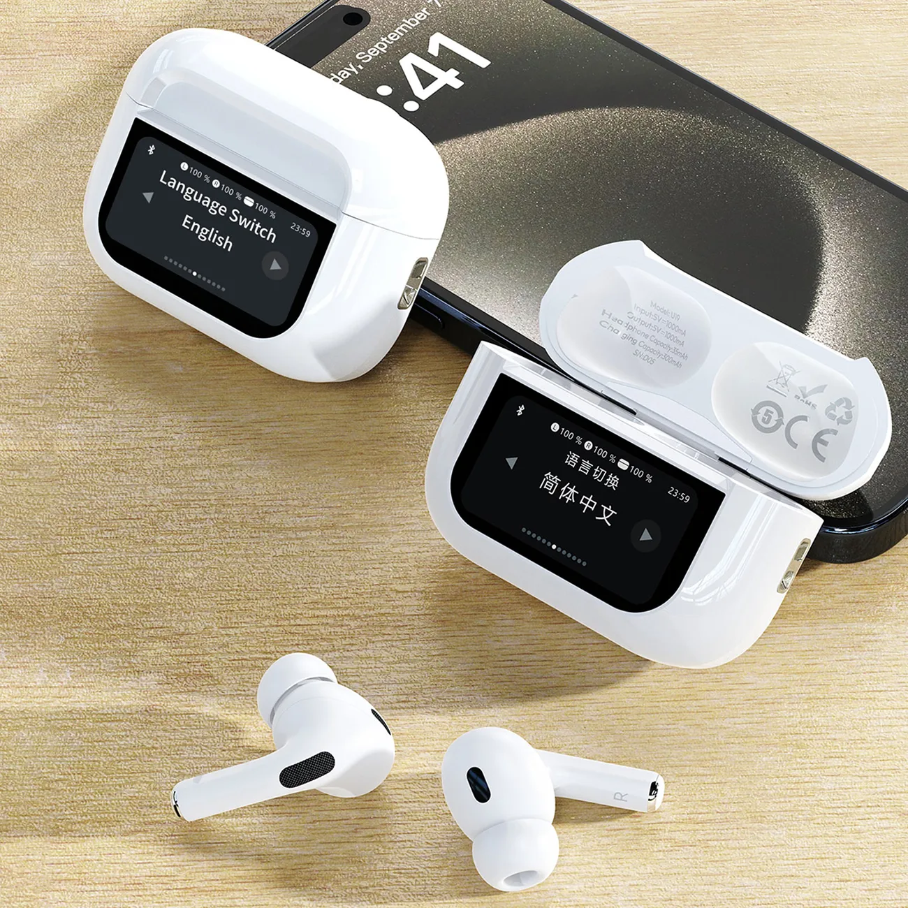 U19 In-Ear TWS Wireless Bluetooth 5.3 Earbuds with LED Display - White 7