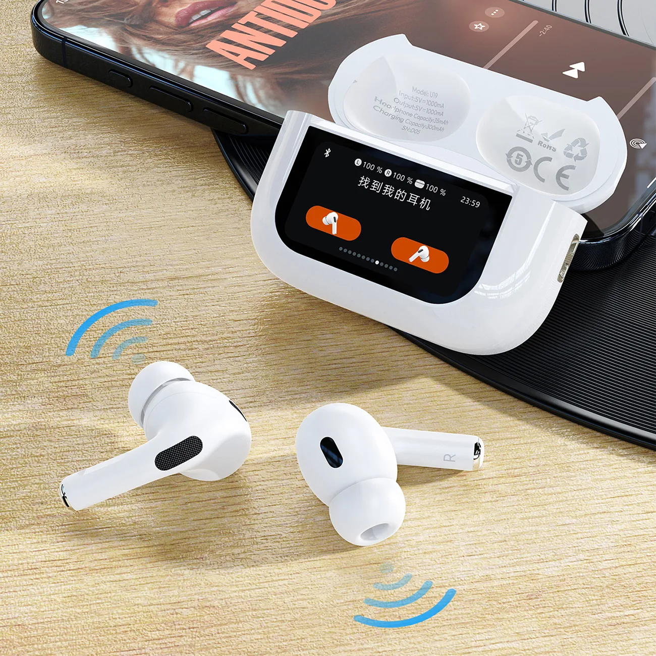 U19 In-Ear TWS Wireless Bluetooth 5.3 Earbuds with LED Display - White 8