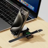 3 az 1-ben A11Pro+ 15 W-os induktív töltő telefonhoz, okosórához és fülhallgatóhoz – fekete 5